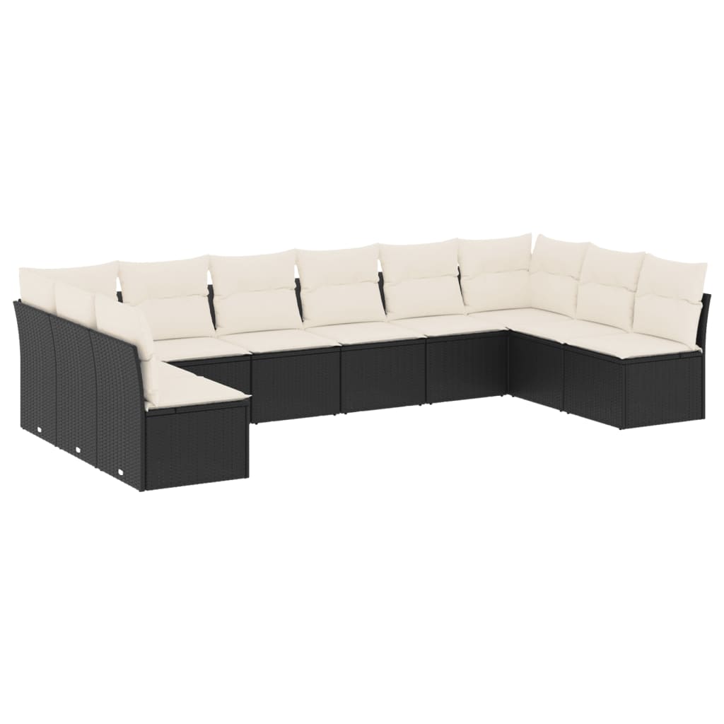 10-delige Loungeset met kussens poly rattan zwart is nu te koop bij PeponiXL, paradijselijk wonen!