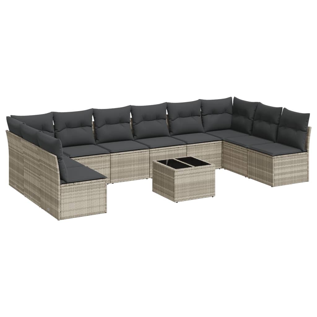 11-delige Loungeset met kussens poly rattan lichtgrijs is nu te koop bij PeponiXL, paradijselijk wonen!