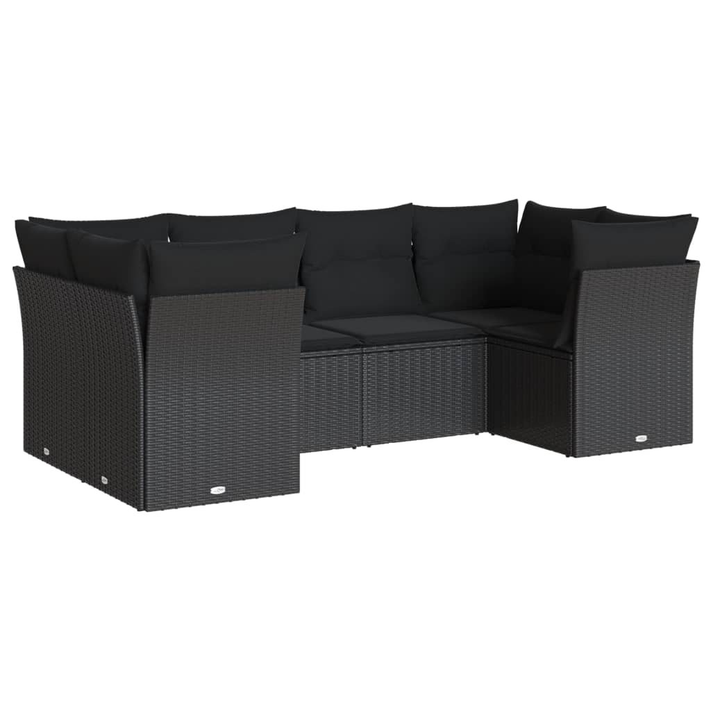 6-delige Loungeset met kussens poly rattan zwart is nu te koop bij PeponiXL, paradijselijk wonen!