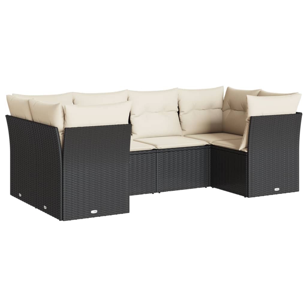 6-delige Loungeset met kussens poly rattan zwart is nu te koop bij PeponiXL, paradijselijk wonen!