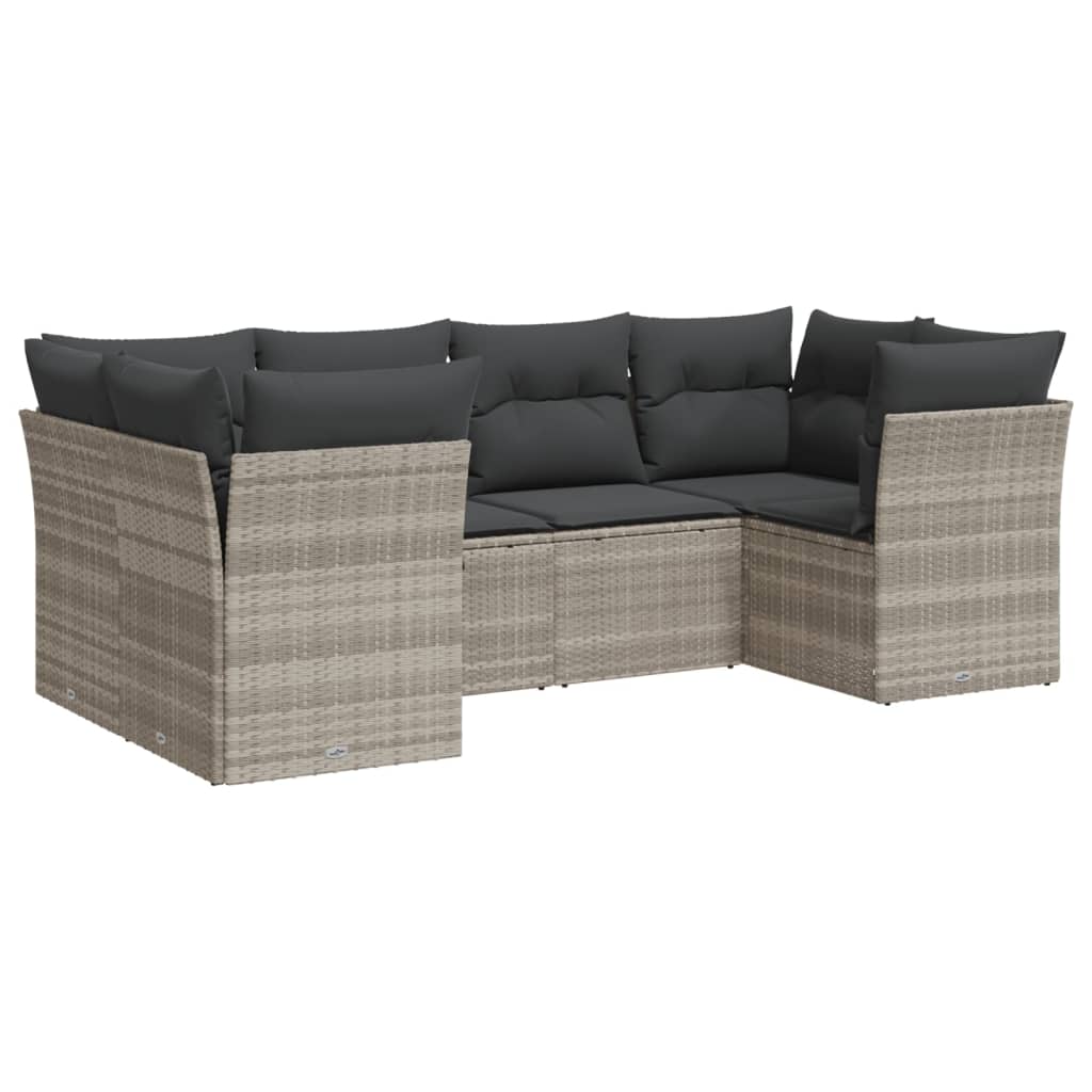 6-delige Loungeset met kussens poly rattan lichtgrijs is nu te koop bij PeponiXL, paradijselijk wonen!