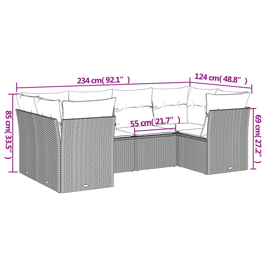 6-delige Loungeset met kussens poly rattan lichtgrijs is nu te koop bij PeponiXL, paradijselijk wonen!