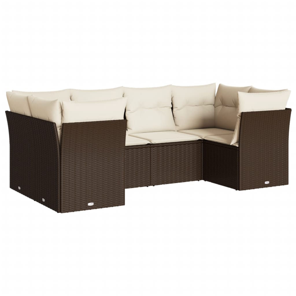 6-delige Loungeset met kussens poly rattan bruin is nu te koop bij PeponiXL, paradijselijk wonen!
