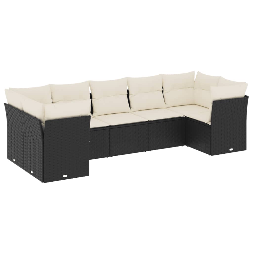7-delige Loungeset met kussens poly rattan zwart is nu te koop bij PeponiXL, paradijselijk wonen!