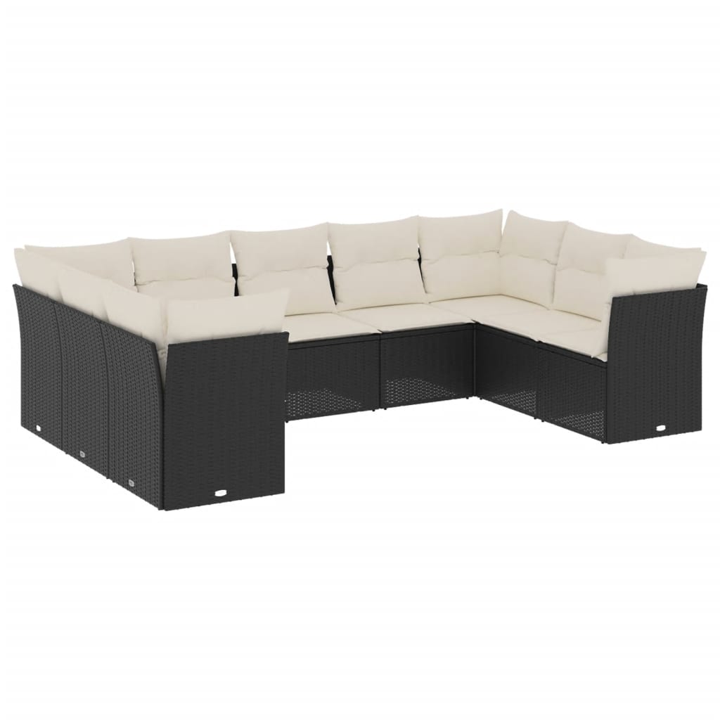 9-delige Loungeset met kussens poly rattan zwart is nu te koop bij PeponiXL, paradijselijk wonen!