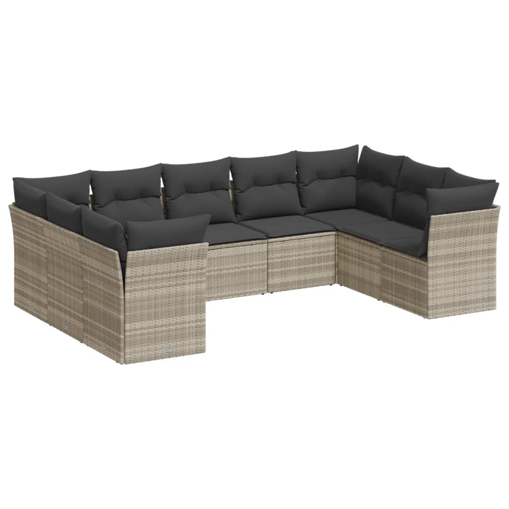 9-delige Loungeset met kussens poly rattan lichtgrijs is nu te koop bij PeponiXL, paradijselijk wonen!