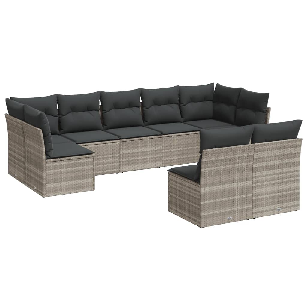 9-delige Loungeset met kussens poly rattan lichtgrijs is nu te koop bij PeponiXL, paradijselijk wonen!