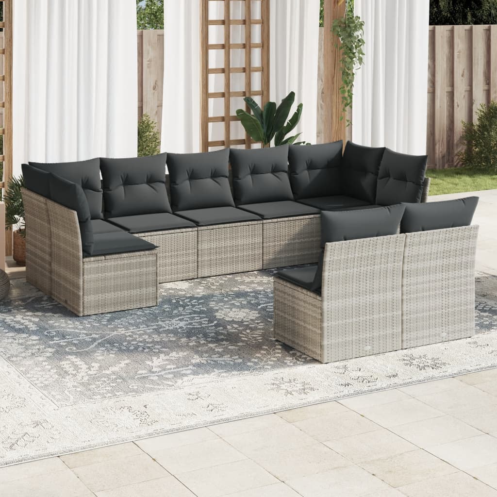 9-delige Loungeset met kussens poly rattan lichtgrijs is nu te koop bij PeponiXL, paradijselijk wonen!