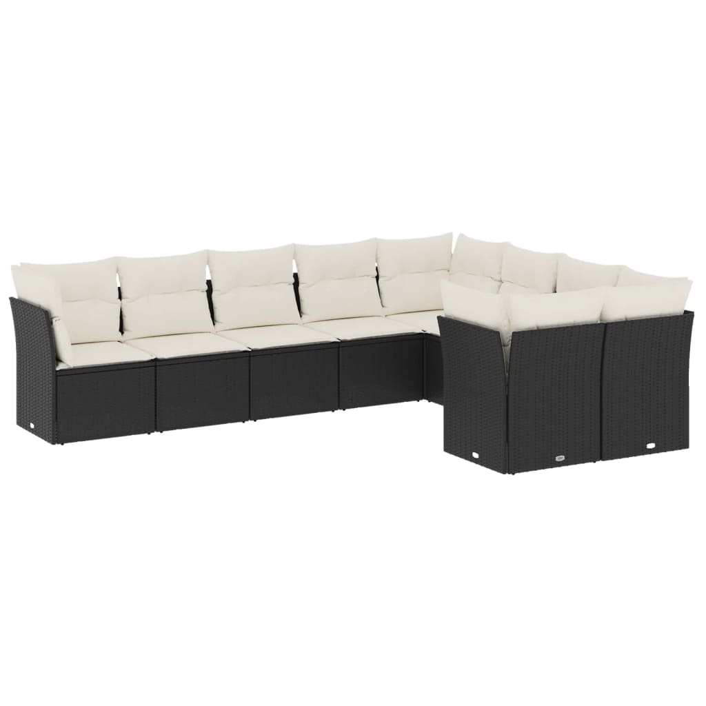 9-delige Loungeset met kussens poly rattan zwart is nu te koop bij PeponiXL, paradijselijk wonen!