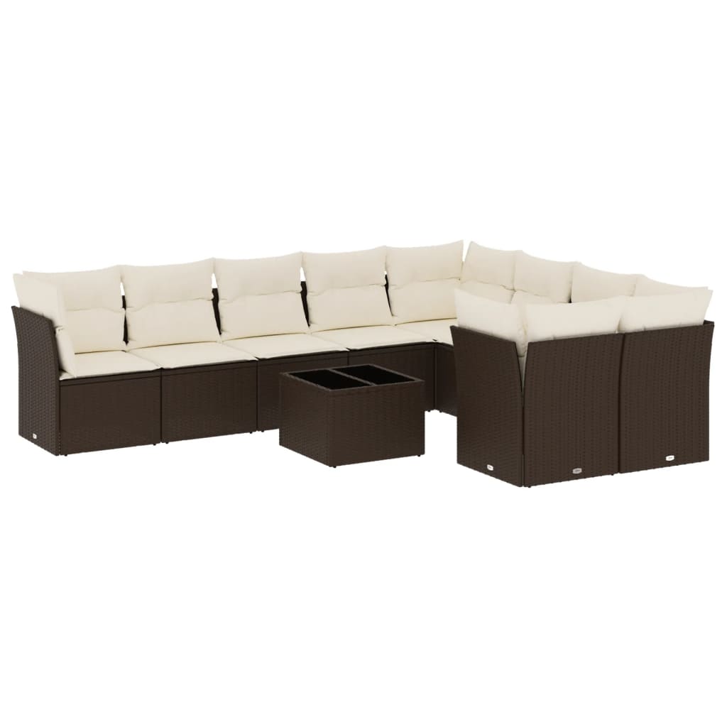 10-delige Loungeset met kussens poly rattan bruin is nu te koop bij PeponiXL, paradijselijk wonen!