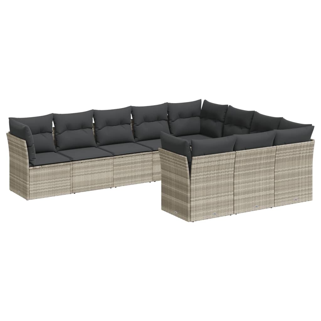 10-delige Loungeset met kussens poly rattan lichtgrijs is nu te koop bij PeponiXL, paradijselijk wonen!