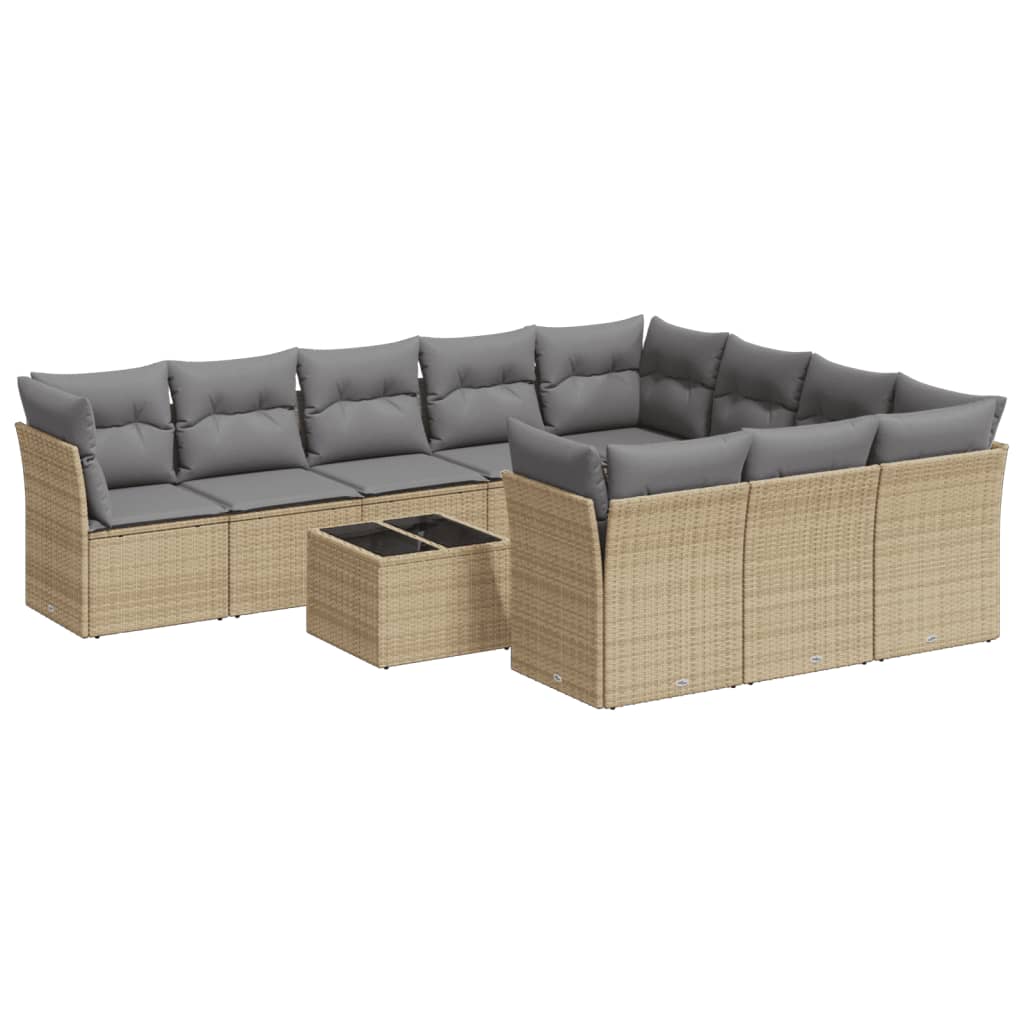 11-delige Tuinset met kussens poly rattan beige is nu te koop bij PeponiXL, paradijselijk wonen!
