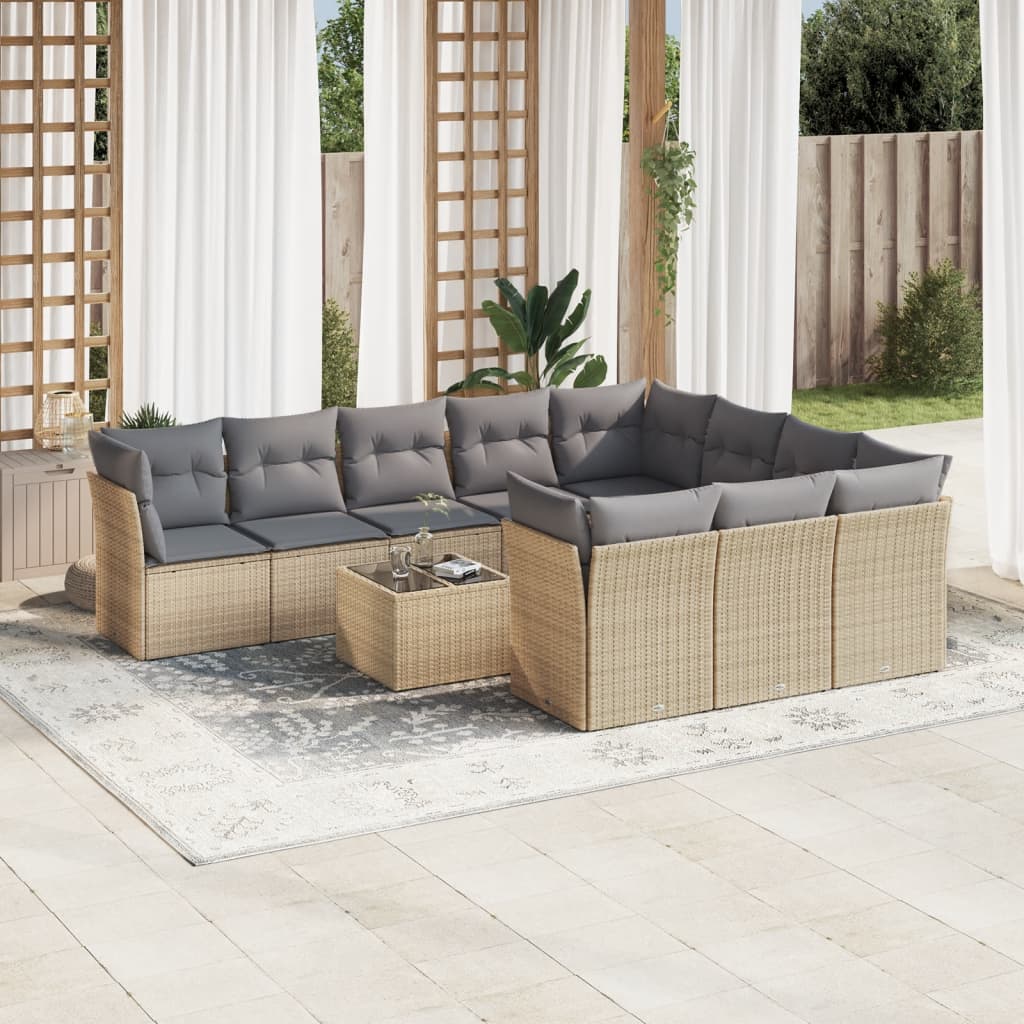 11-delige Tuinset met kussens poly rattan beige is nu te koop bij PeponiXL, paradijselijk wonen!