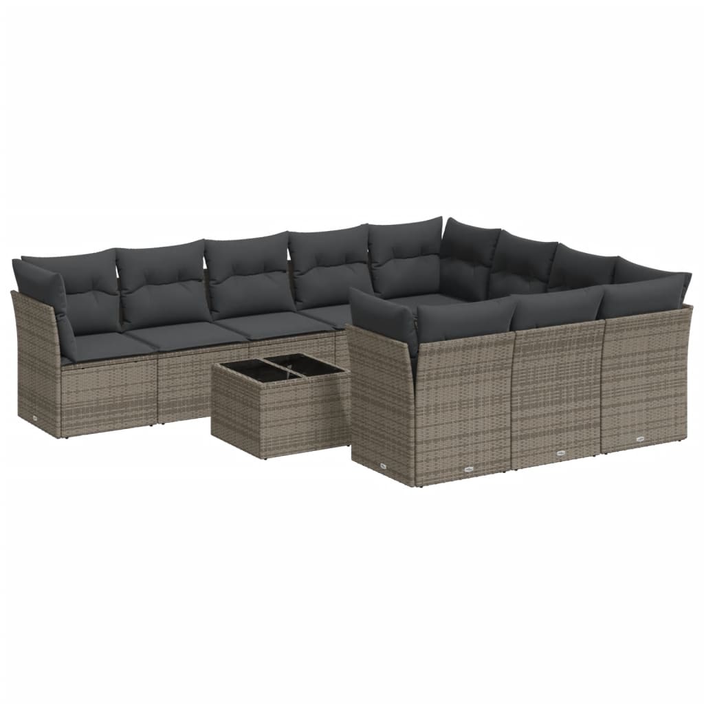11-delige Loungeset met kussens poly rattan grijs is nu te koop bij PeponiXL, paradijselijk wonen!