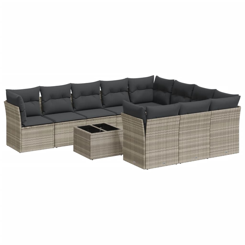 11-delige Loungeset met kussens poly rattan lichtgrijs is nu te koop bij PeponiXL, paradijselijk wonen!