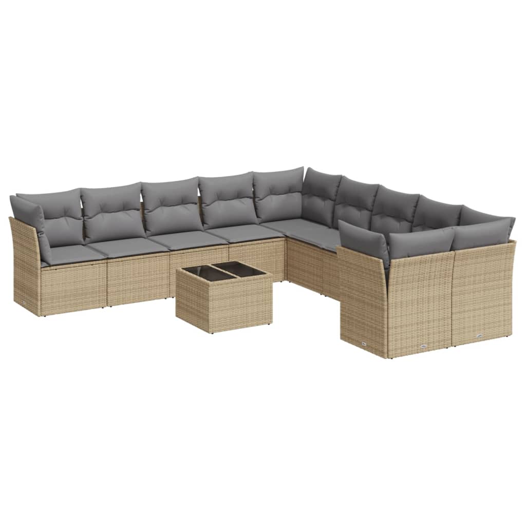 11-delige Tuinset met kussens poly rattan beige is nu te koop bij PeponiXL, paradijselijk wonen!