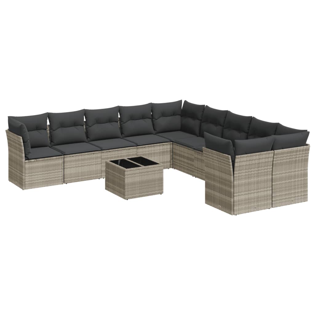 11-delige Loungeset met kussens poly rattan lichtgrijs is nu te koop bij PeponiXL, paradijselijk wonen!