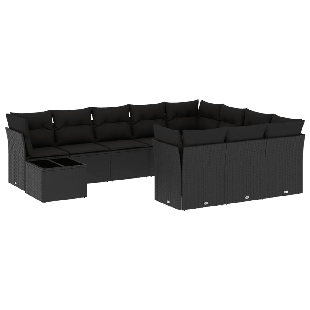 11-delige Loungeset met kussens poly rattan zwart is nu te koop bij PeponiXL, paradijselijk wonen!