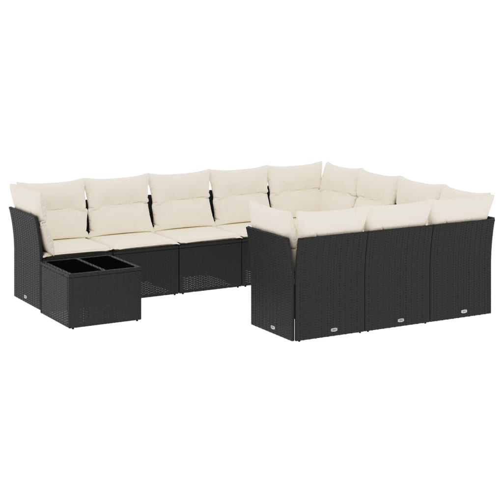 11-delige Loungeset met kussens poly rattan zwart is nu te koop bij PeponiXL, paradijselijk wonen!