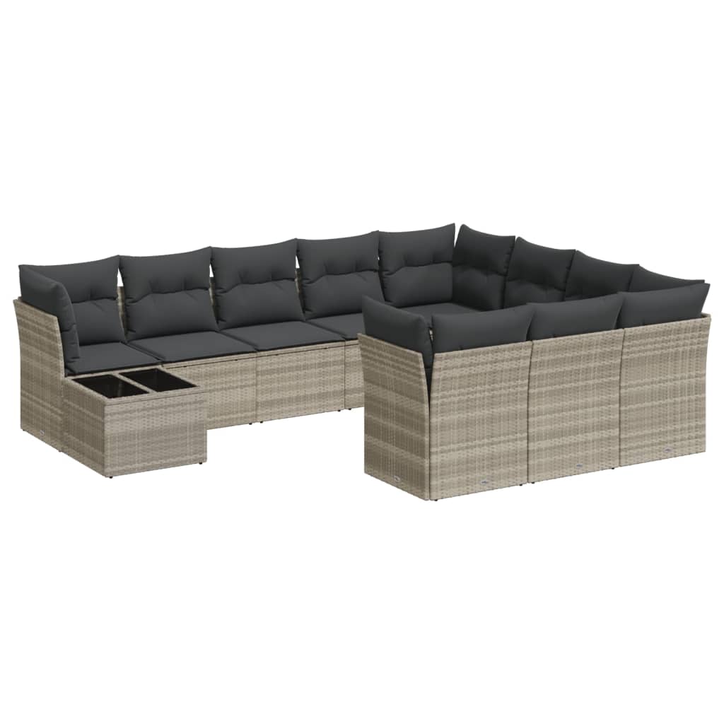11-delige Loungeset met kussens poly rattan lichtgrijs is nu te koop bij PeponiXL, paradijselijk wonen!