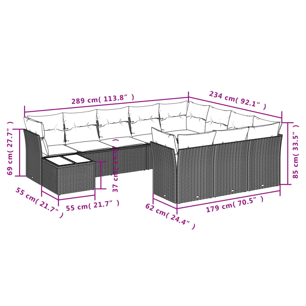 11-delige Loungeset met kussens poly rattan lichtgrijs is nu te koop bij PeponiXL, paradijselijk wonen!