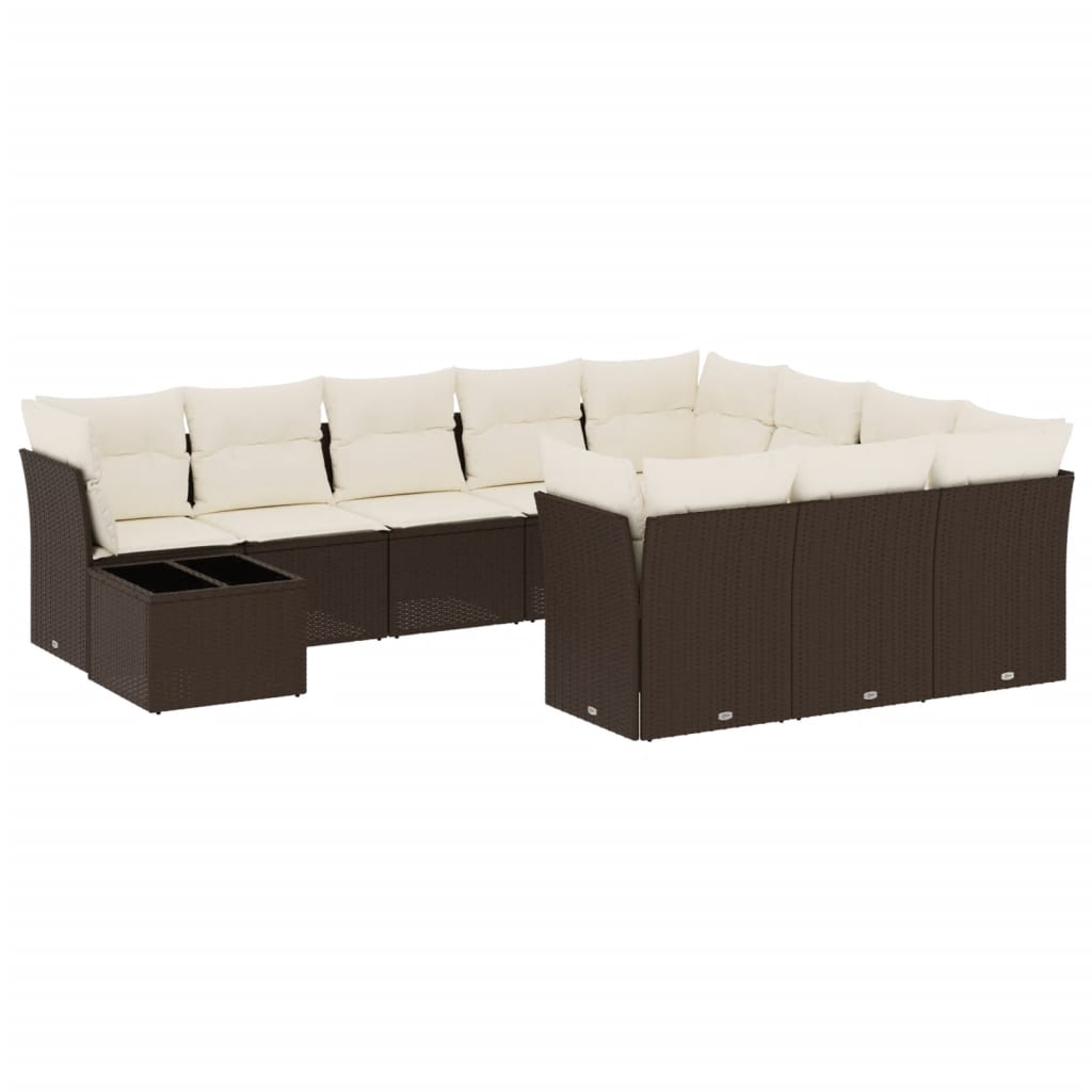 11-delige Loungeset met kussens poly rattan bruin is nu te koop bij PeponiXL, paradijselijk wonen!