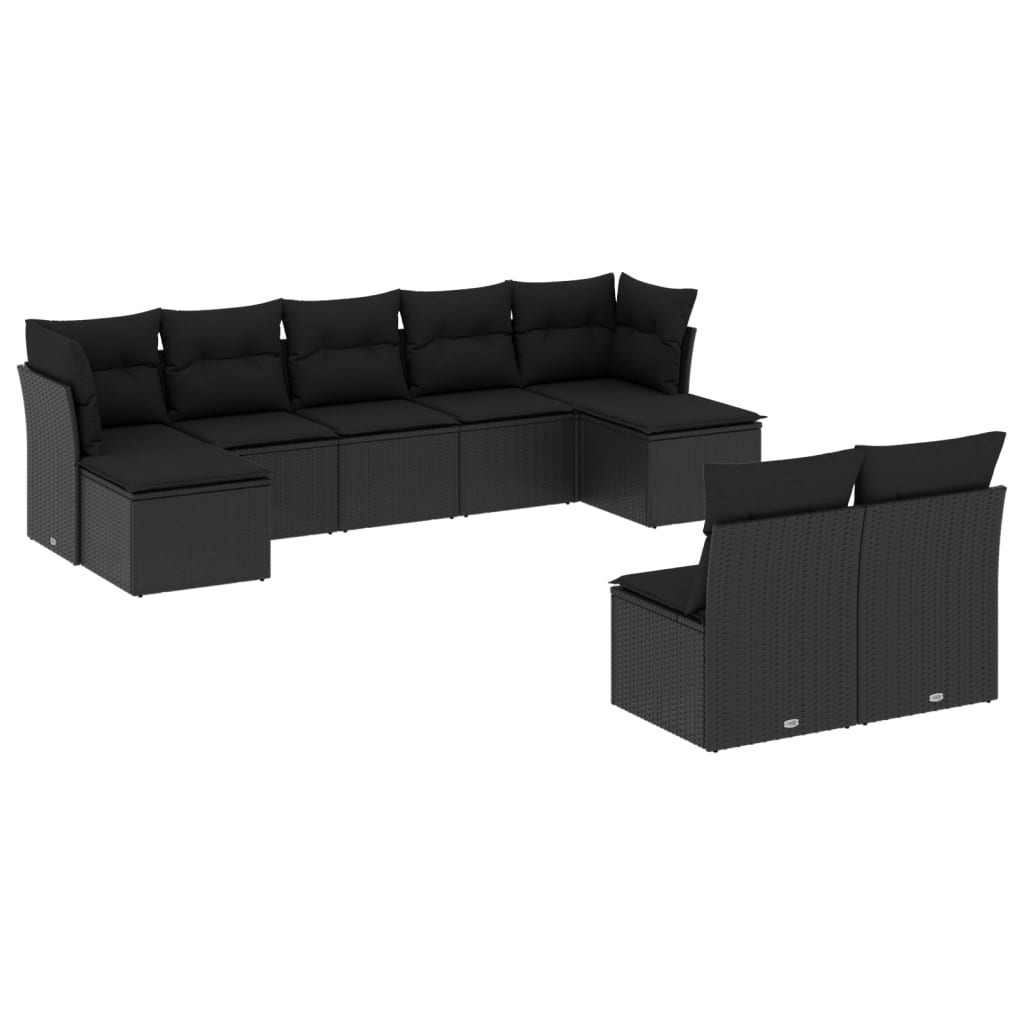 9-delige Loungeset met kussens poly rattan zwart is nu te koop bij PeponiXL, paradijselijk wonen!