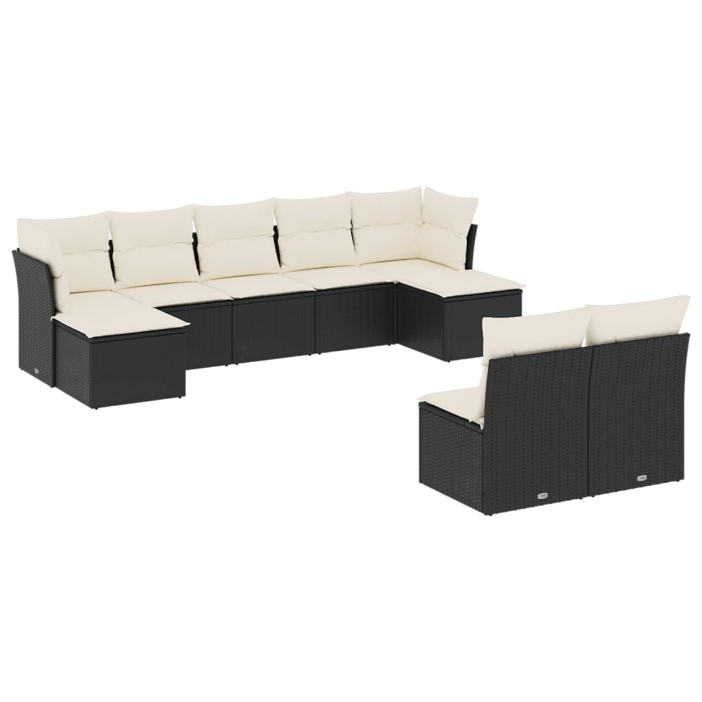 9-delige Loungeset met kussens poly rattan zwart is nu te koop bij PeponiXL, paradijselijk wonen!