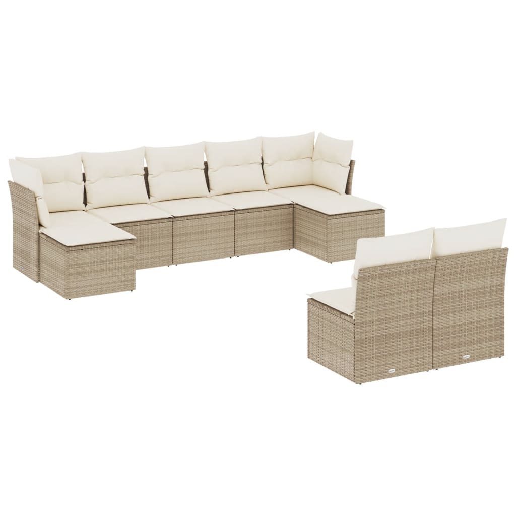 9-delige Loungeset met kussens poly rattan beige is nu te koop bij PeponiXL, paradijselijk wonen!