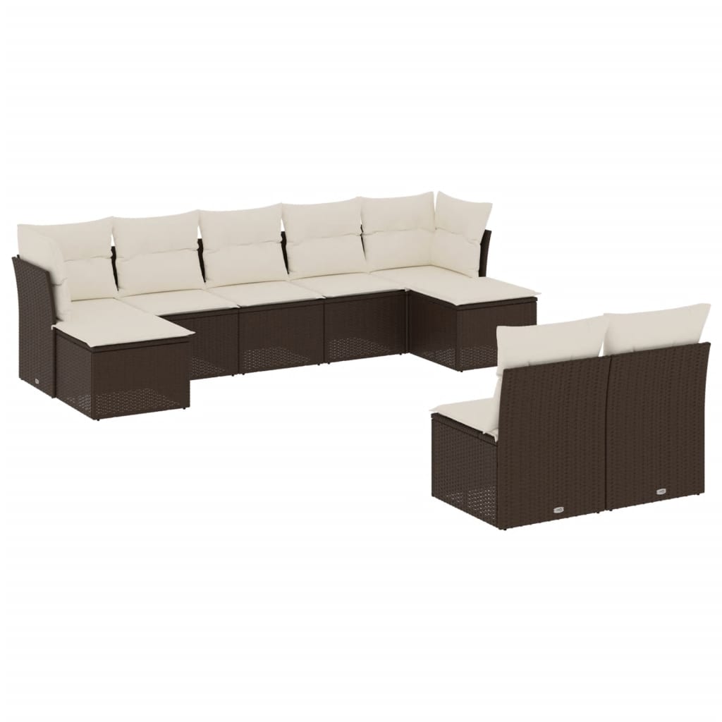 9-delige Loungeset met kussens poly rattan bruin is nu te koop bij PeponiXL, paradijselijk wonen!