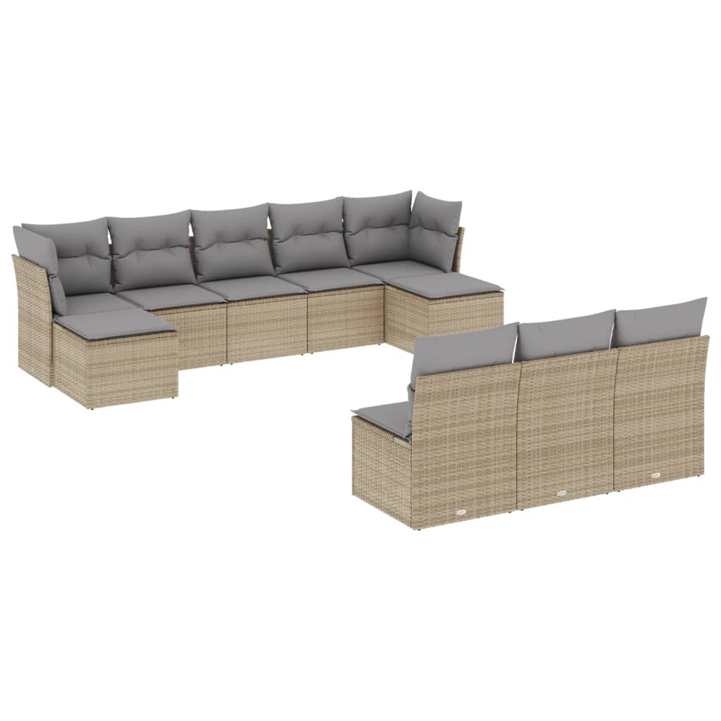 10-delige Loungeset met kussens poly rattan beige is nu te koop bij PeponiXL, paradijselijk wonen!