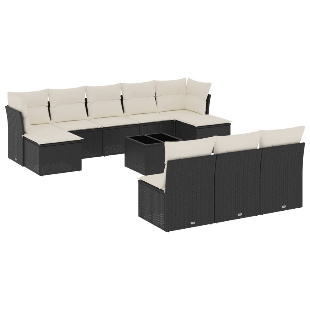 11-delige Loungeset met kussens poly rattan zwart is nu te koop bij PeponiXL, paradijselijk wonen!