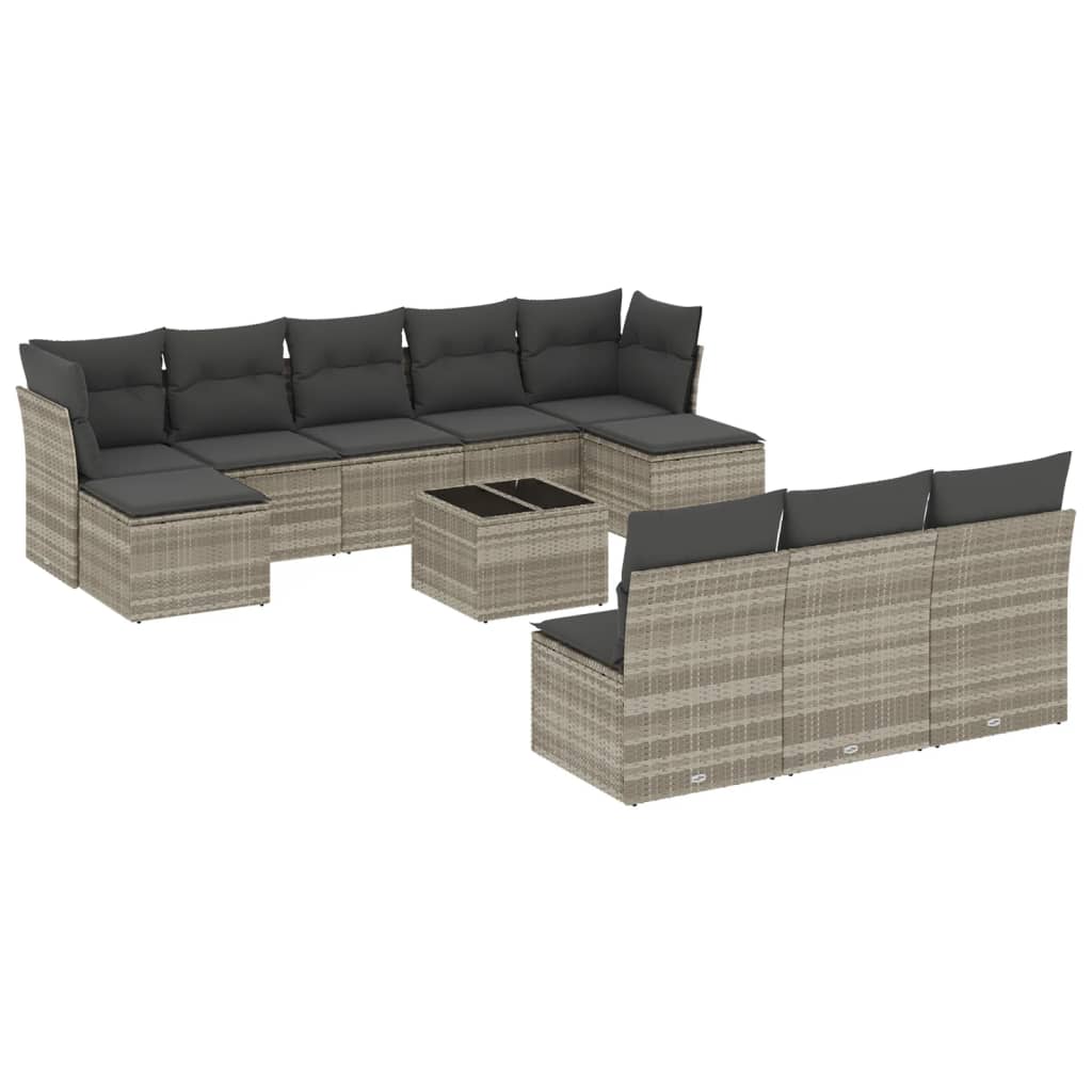 11-delige Loungeset met kussens poly rattan lichtgrijs is nu te koop bij PeponiXL, paradijselijk wonen!