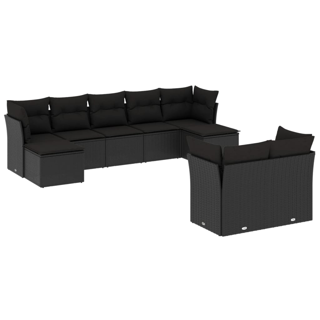 9-delige Loungeset met kussens poly rattan zwart is nu te koop bij PeponiXL, paradijselijk wonen!