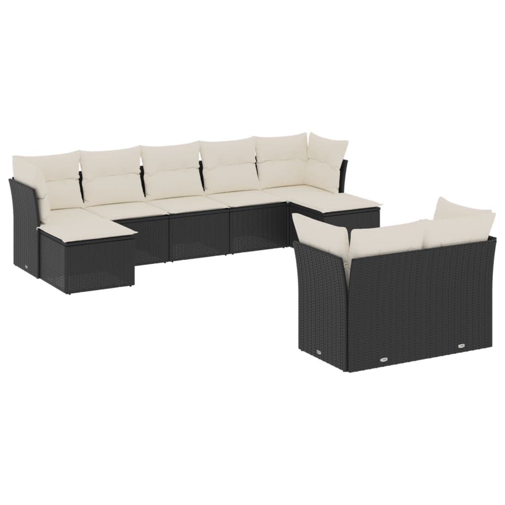 9-delige Loungeset met kussens poly rattan zwart is nu te koop bij PeponiXL, paradijselijk wonen!