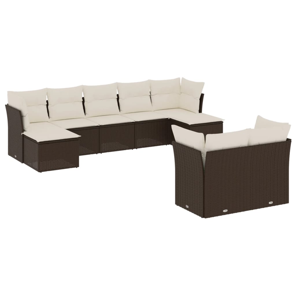 9-delige Loungeset met kussens poly rattan bruin is nu te koop bij PeponiXL, paradijselijk wonen!
