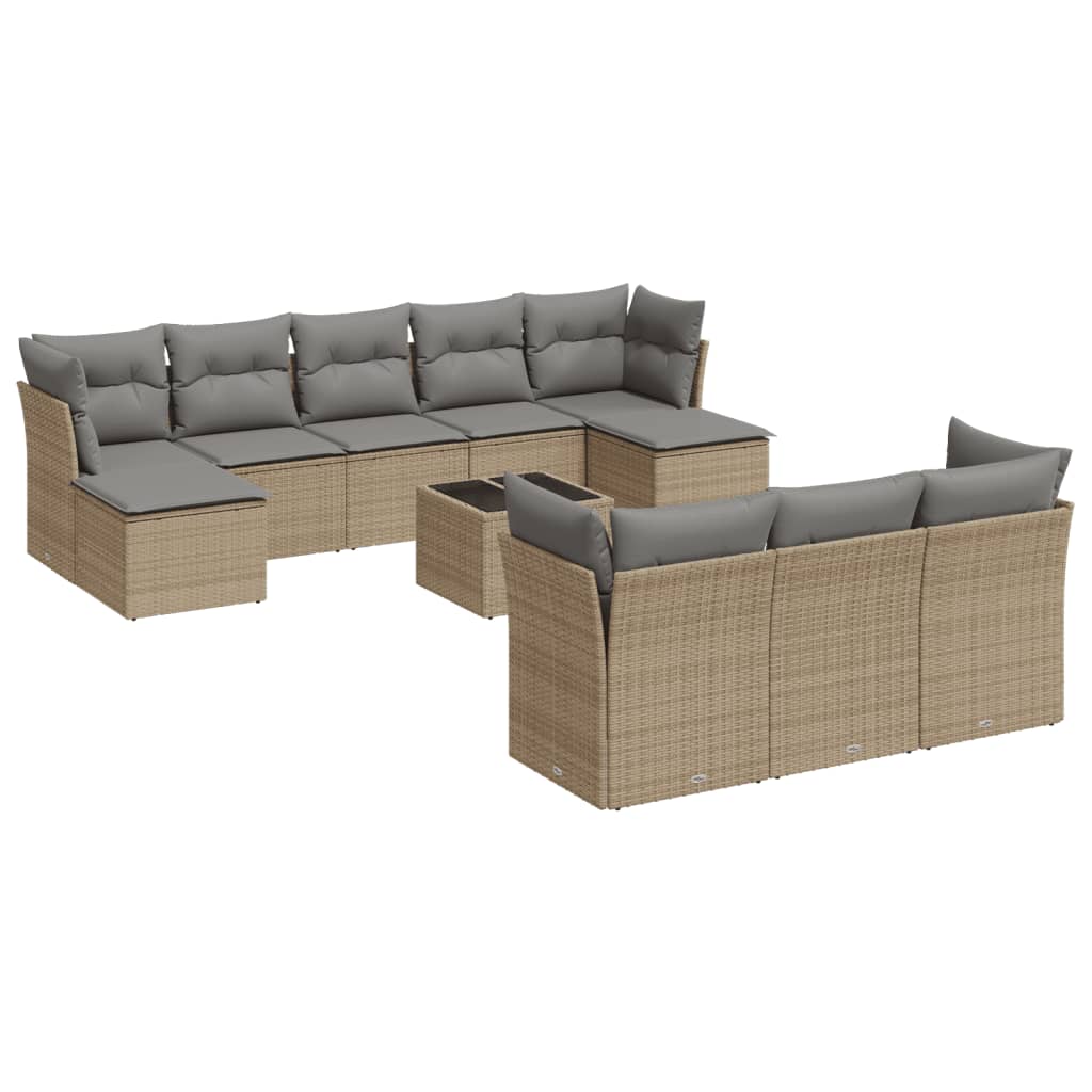 11-delige Tuinset met kussens poly rattan beige is nu te koop bij PeponiXL, paradijselijk wonen!