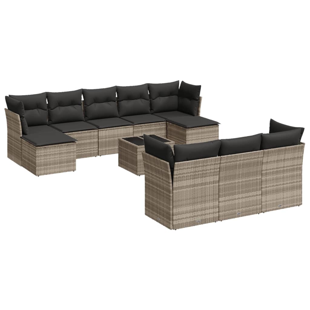 11-delige Loungeset met kussens poly rattan lichtgrijs is nu te koop bij PeponiXL, paradijselijk wonen!