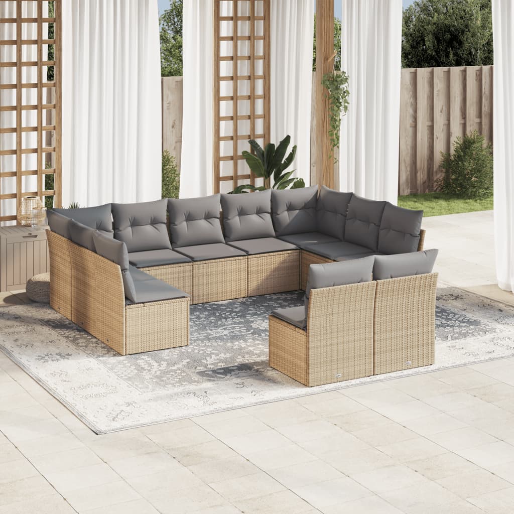 11-delige Tuinset met kussens poly rattan beige is nu te koop bij PeponiXL, paradijselijk wonen!