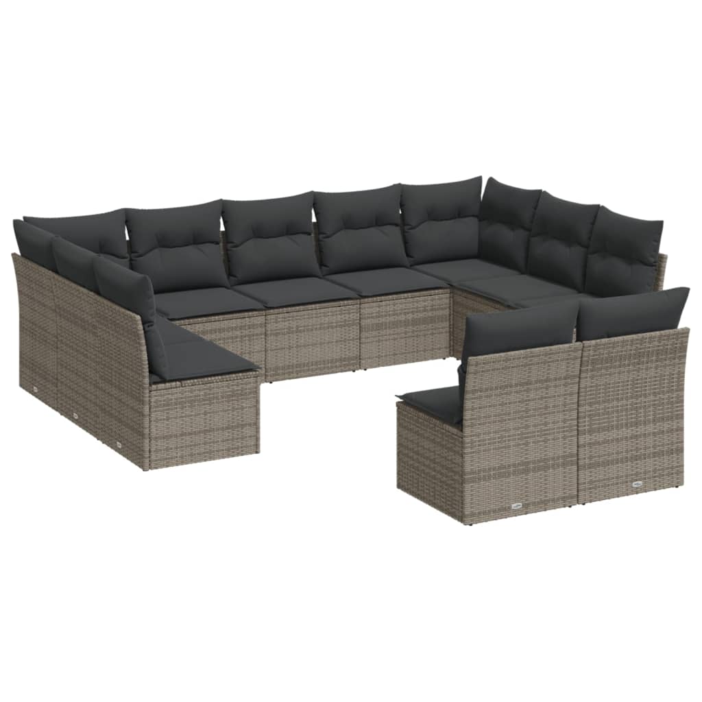 11-delige Loungeset met kussens poly rattan grijs is nu te koop bij PeponiXL, paradijselijk wonen!