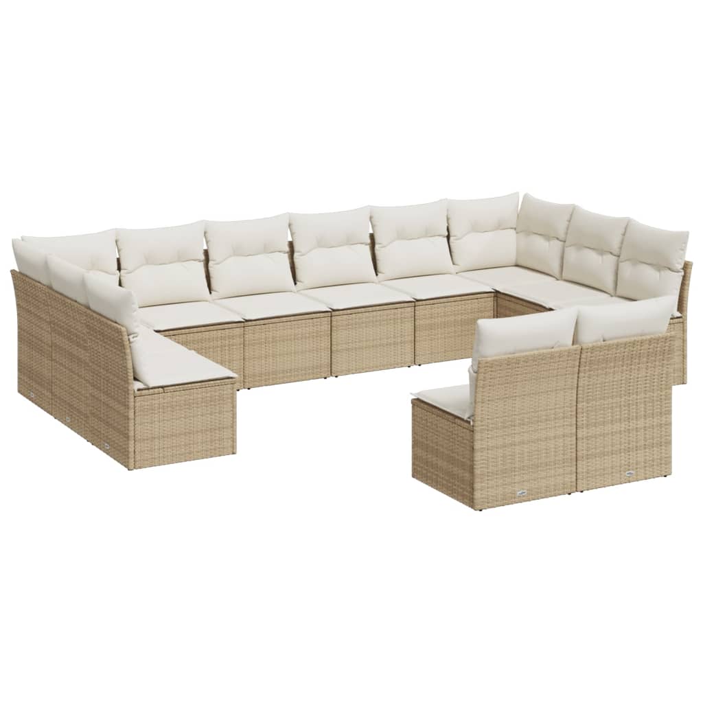 12-delige Loungeset met kussens poly rattan beige is nu te koop bij PeponiXL, paradijselijk wonen!