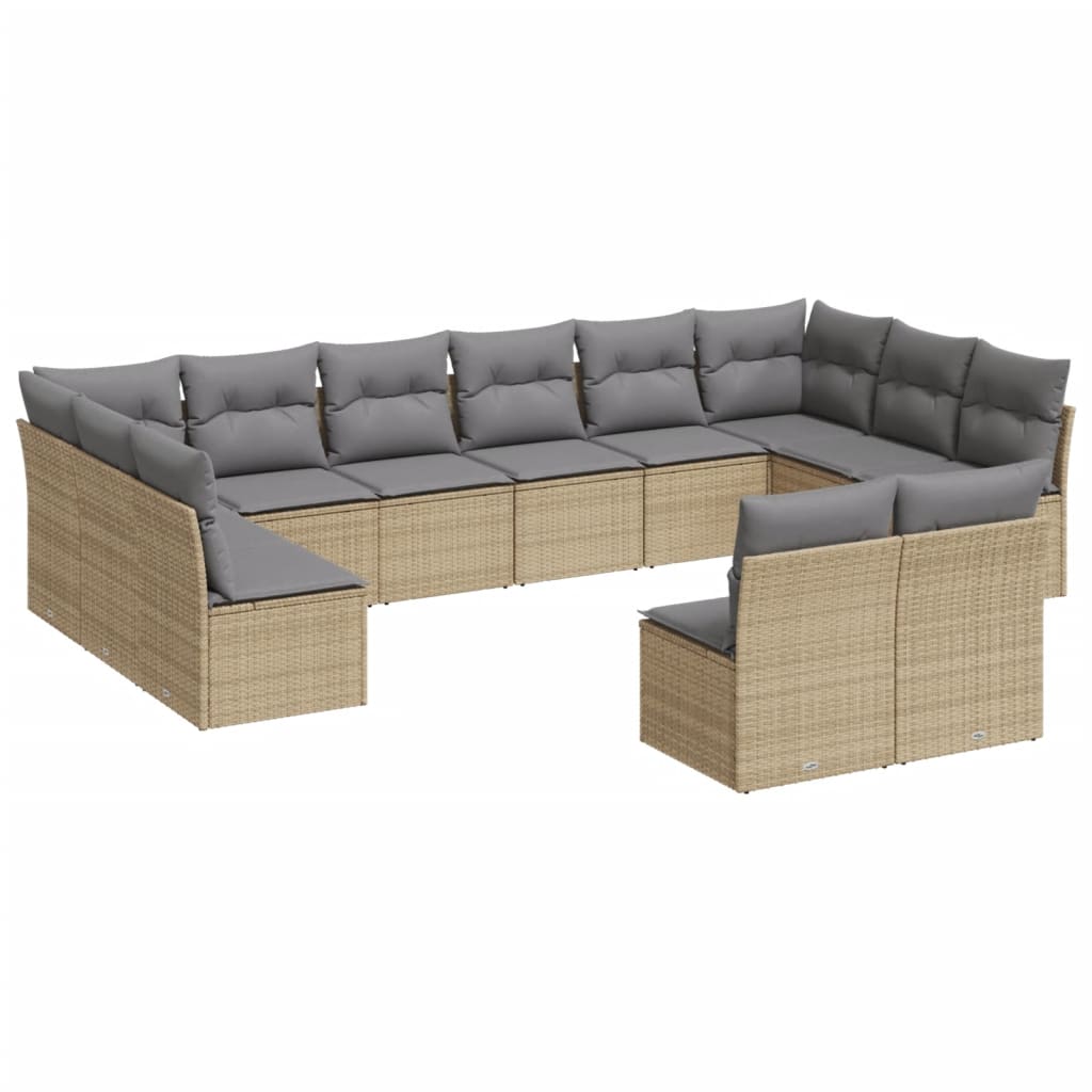 12-delige Loungeset met kussens poly rattan beige is nu te koop bij PeponiXL, paradijselijk wonen!