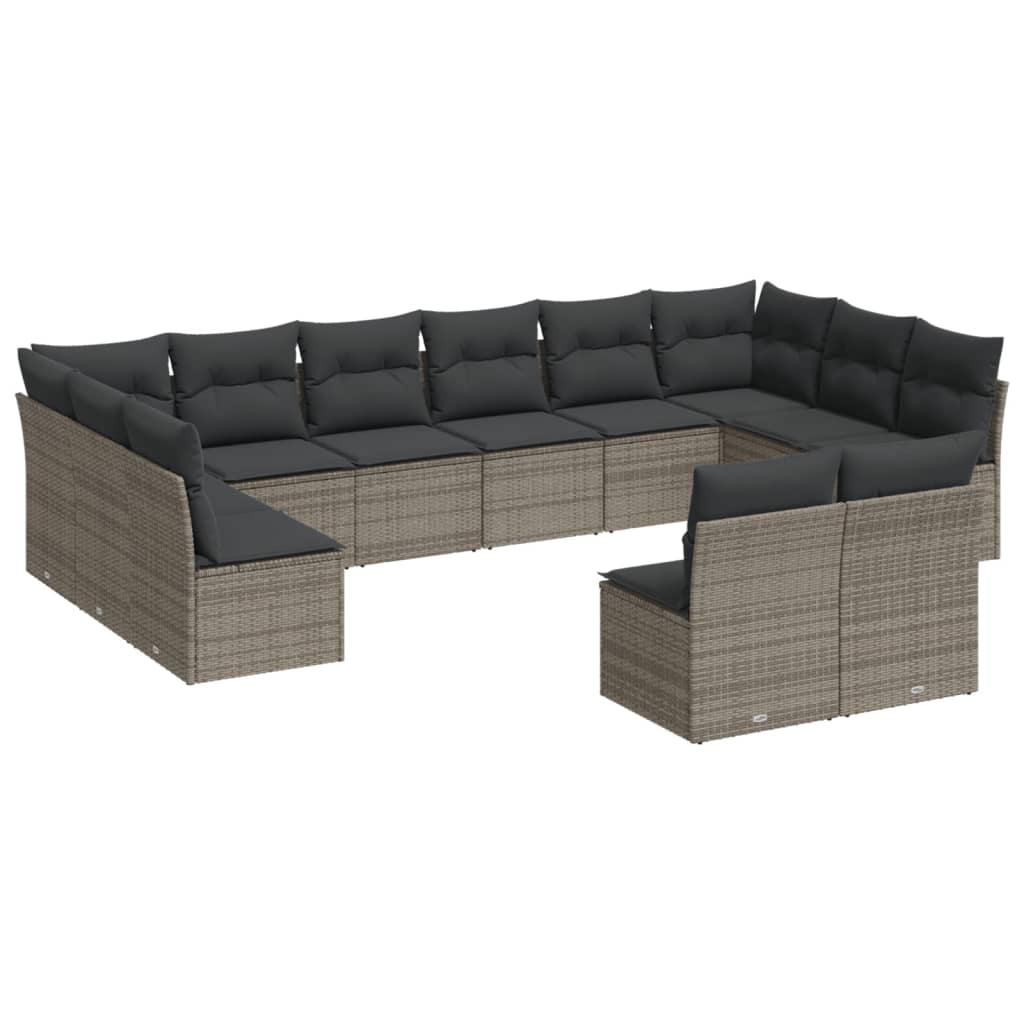 12-delige Loungeset met kussens poly rattan grijs is nu te koop bij PeponiXL, paradijselijk wonen!