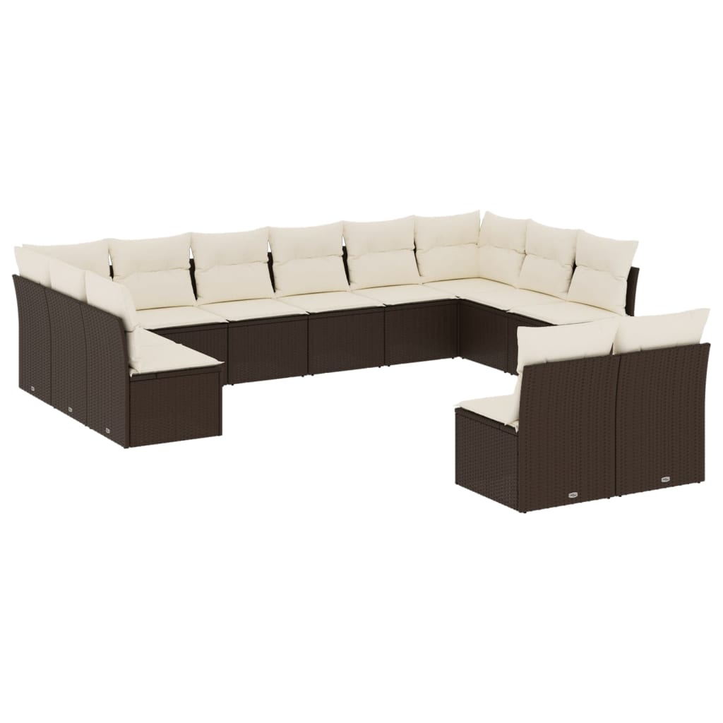 12-delige Loungeset met kussens poly rattan bruin is nu te koop bij PeponiXL, paradijselijk wonen!