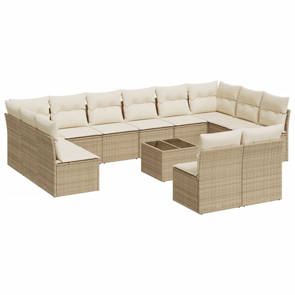 13-delige Loungeset met kussens poly rattan beige is nu te koop bij PeponiXL, paradijselijk wonen!