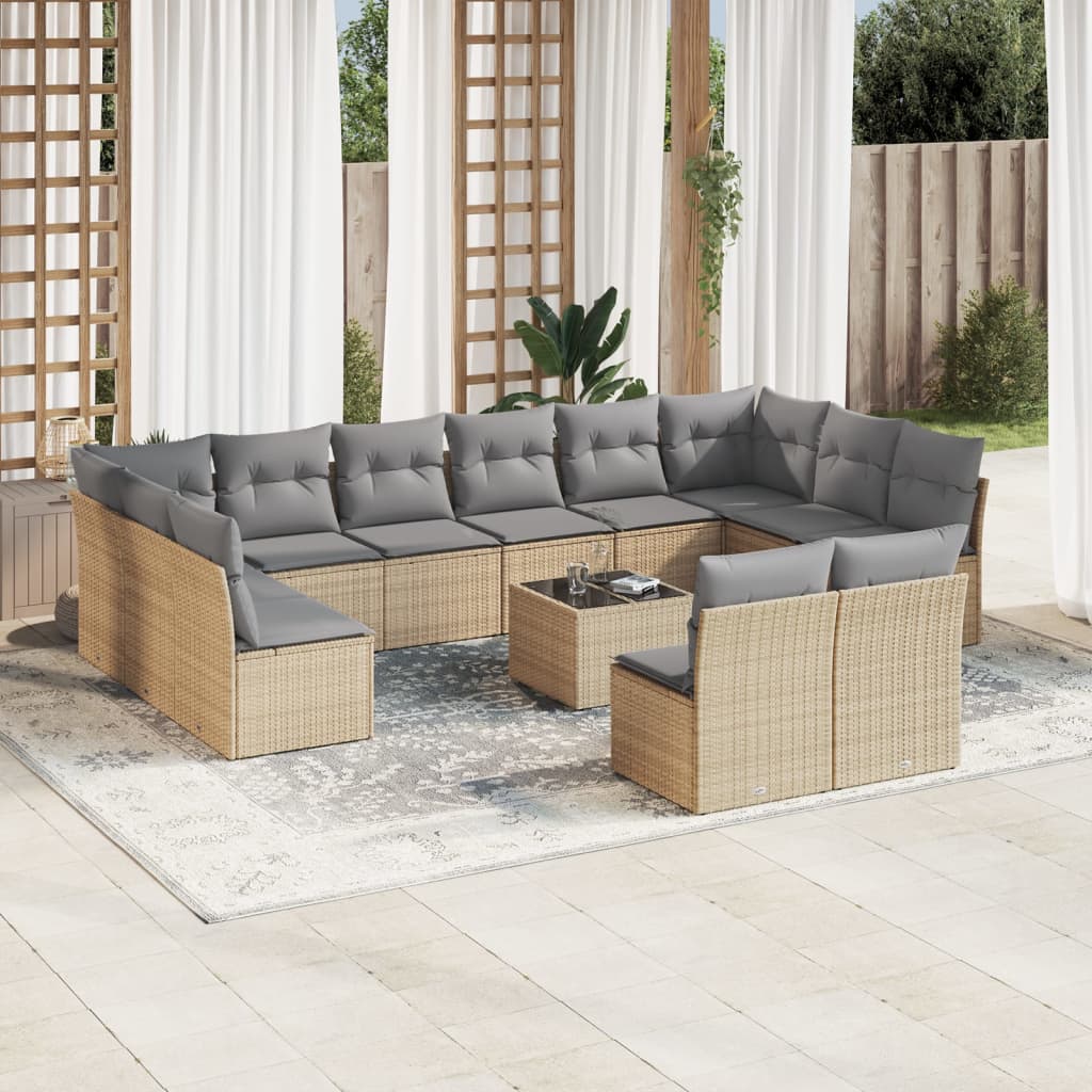 13-delige Loungeset met kussens poly rattan beige is nu te koop bij PeponiXL, paradijselijk wonen!