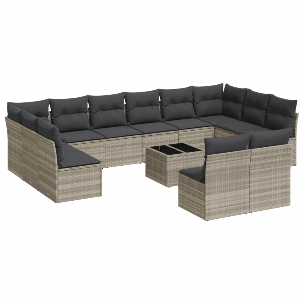 13-delige Loungeset met kussens poly rattan lichtgrijs is nu te koop bij PeponiXL, paradijselijk wonen!
