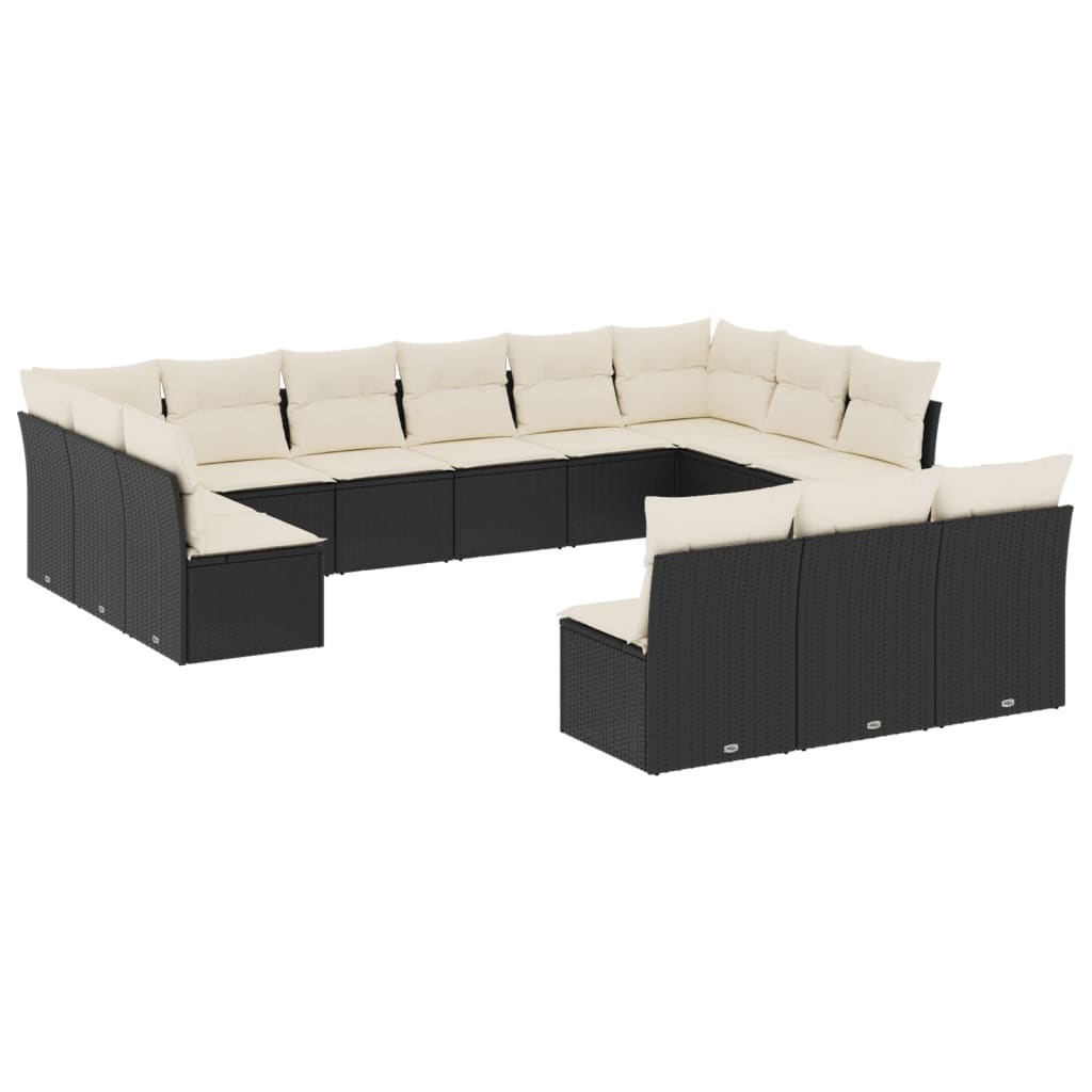 13-delige Loungeset met kussens poly rattan zwart is nu te koop bij PeponiXL, paradijselijk wonen!