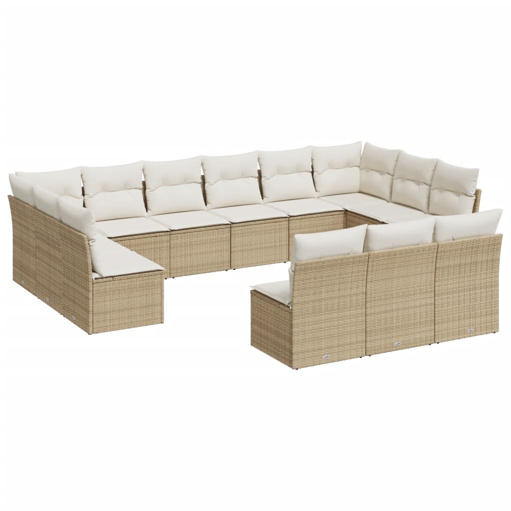 13-delige Loungeset met kussens poly rattan beige is nu te koop bij PeponiXL, paradijselijk wonen!