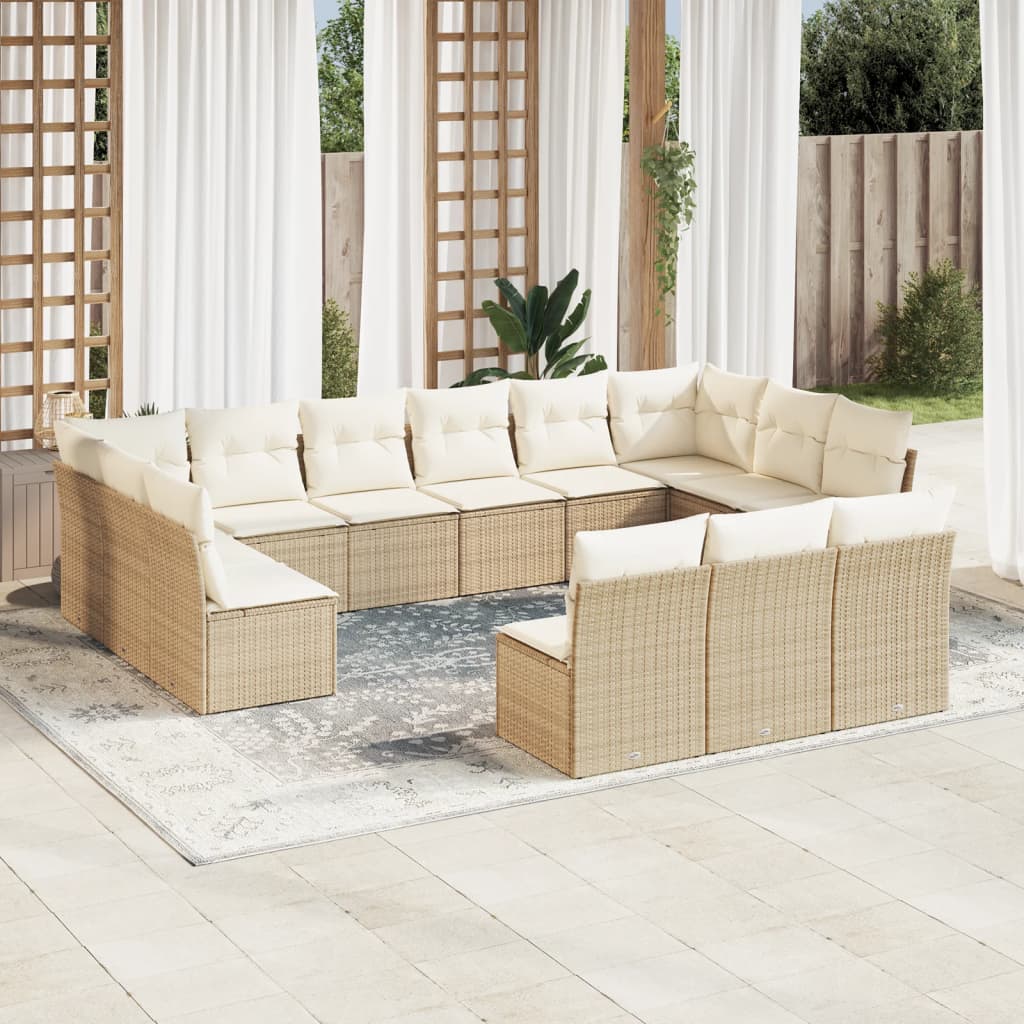 13-delige Loungeset met kussens poly rattan beige is nu te koop bij PeponiXL, paradijselijk wonen!
